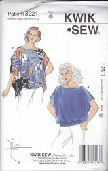 3221 Kwik Sew Boatneck Batwing or Square Tops Pattern XS-XL New